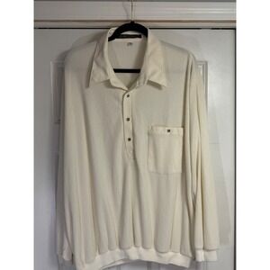 Alan Stuart Mens 2XL Vintage waffle Knit Long Sleeve Polo USA Made